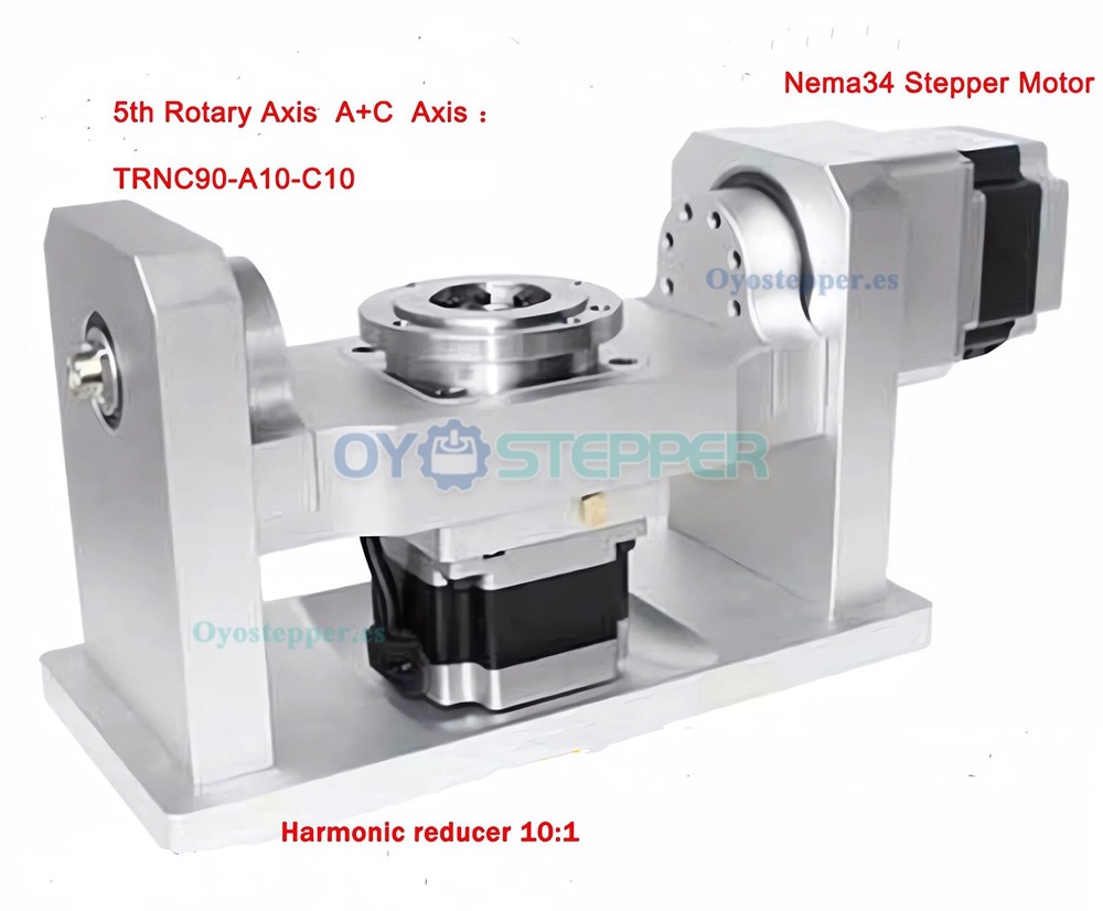 5&ordm; eje rotativo CNC A+C con reductor arm&oacute;nico 10:1 plato de 100mm y motor paso a paso NEMA 34